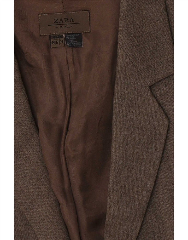 Jachetă pentru femei Zara cu 1 nasture EU 44 XL Lână maro