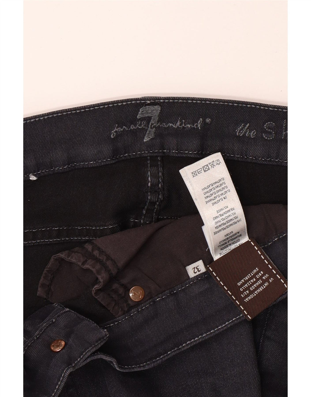 7 FOR ALL MANKIND Blugi skinny pentru femei W32 L29 bumbac negru