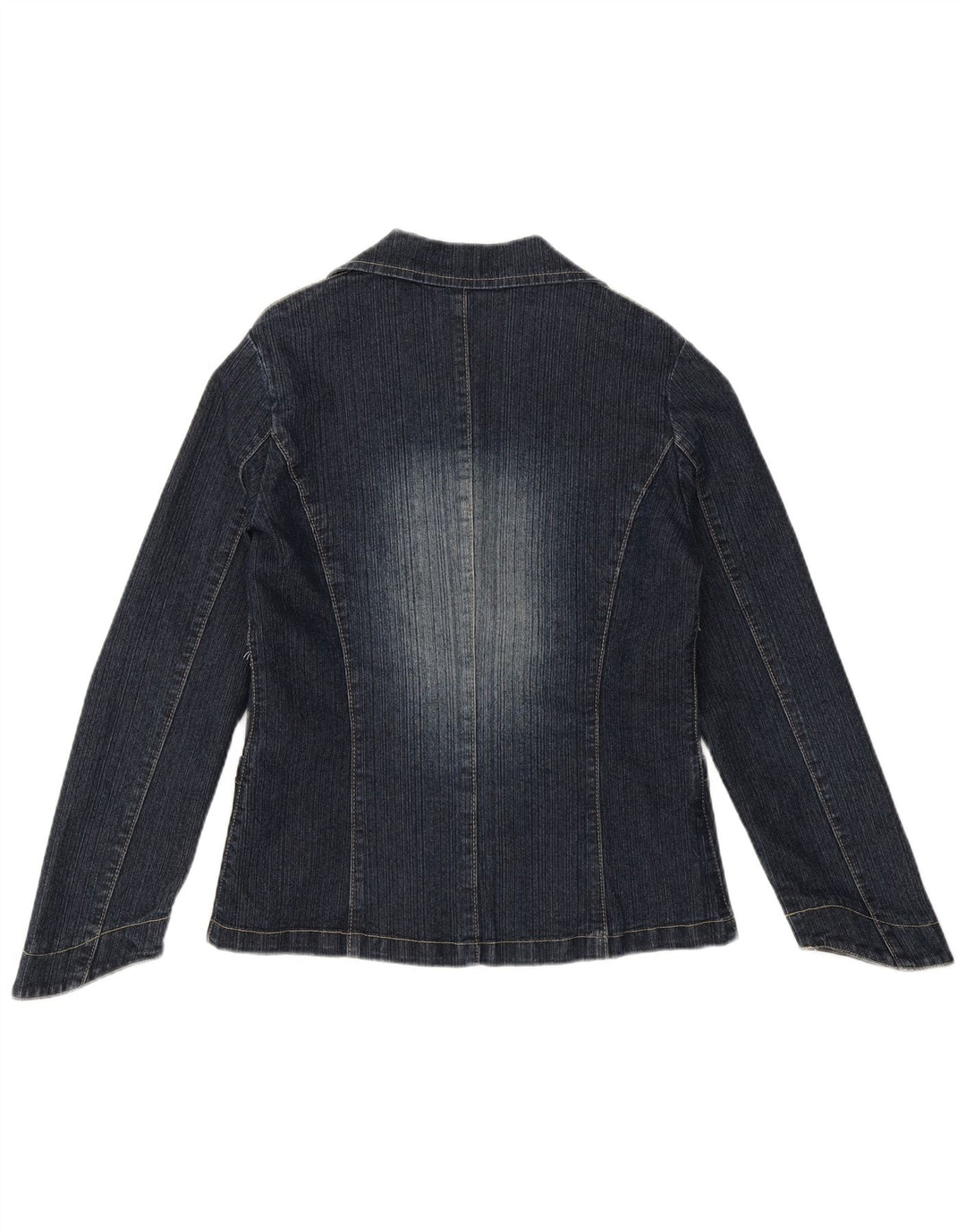 Jachetă pentru femei VINTAGE din denim cu 3 nasturi UK 10 Bumbac, albastru bleumarin, mic