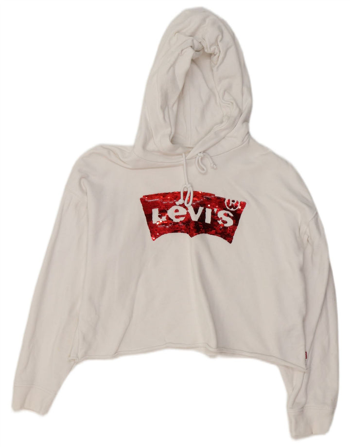 Levi'S Jumper oversized Crop Hoodie pentru femei UK 14 Bumbac alb mediu