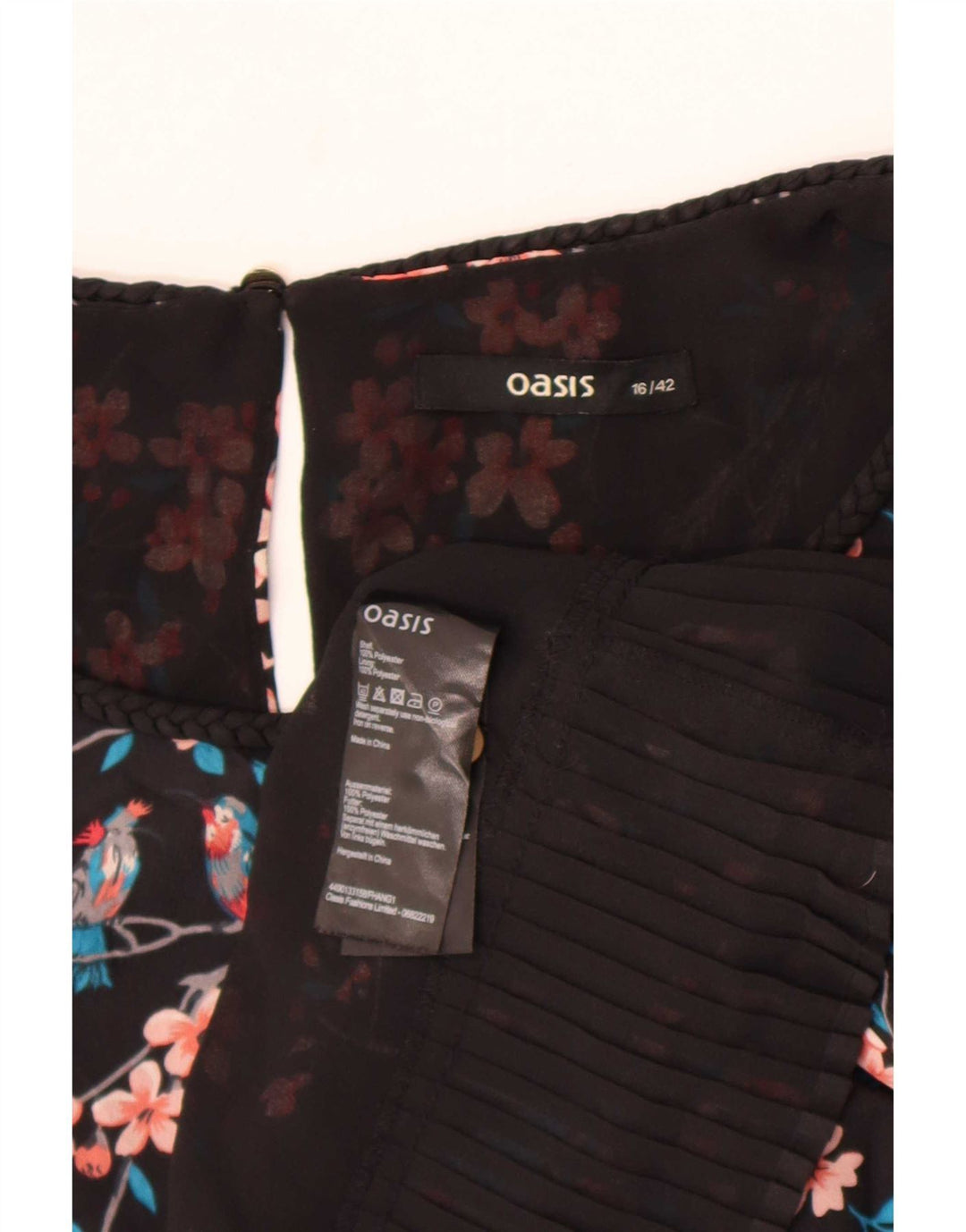 Bluză fără mâneci pentru femei Oasis UK 16 Poliester floral mare negru