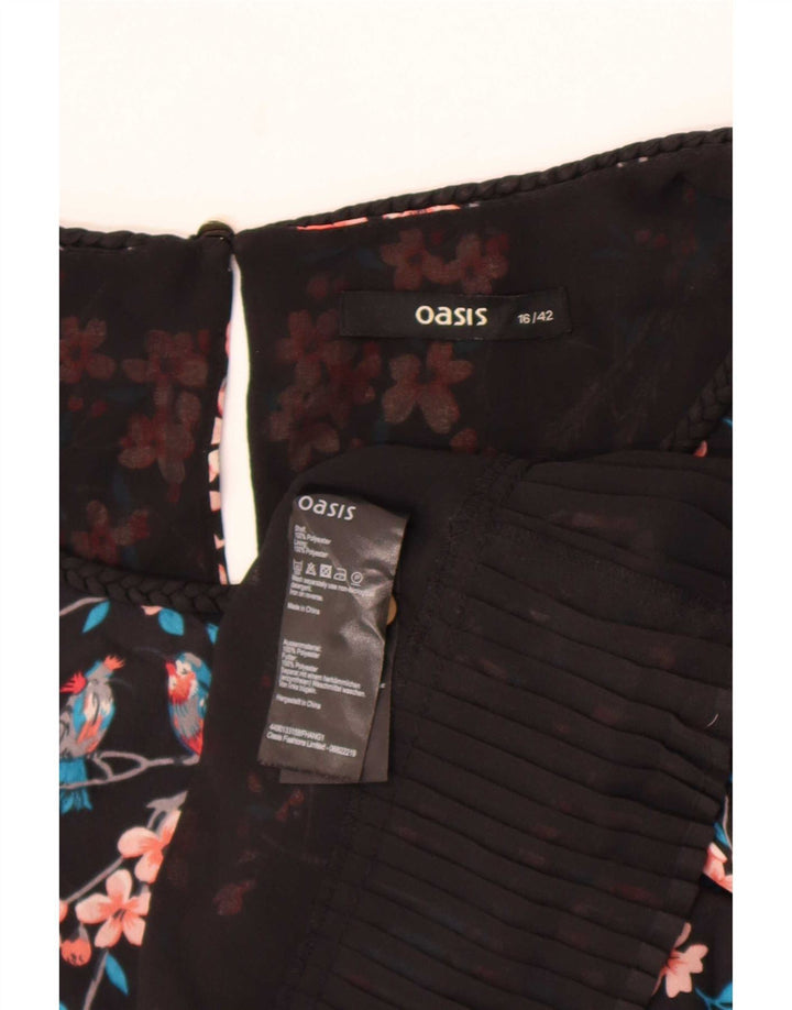 Bluză fără mâneci pentru femei Oasis UK 16 Poliester floral mare negru
