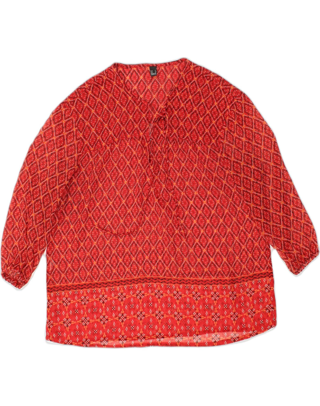 VINTAGE Womens Blouse Top UK 16 Large Red Argyle/Diamond | Vintage Vintage | Thrift | Second-Hand Vintage | Used Clothing | Messina Hembry 