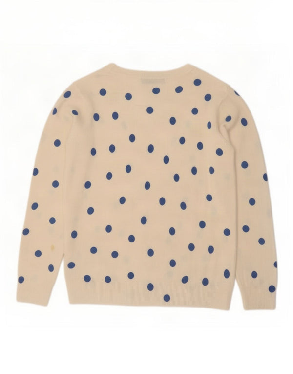 Marks & Spencer Womens V-Neck Jumper Sweater UK 12 Medium Beige Polka Dot