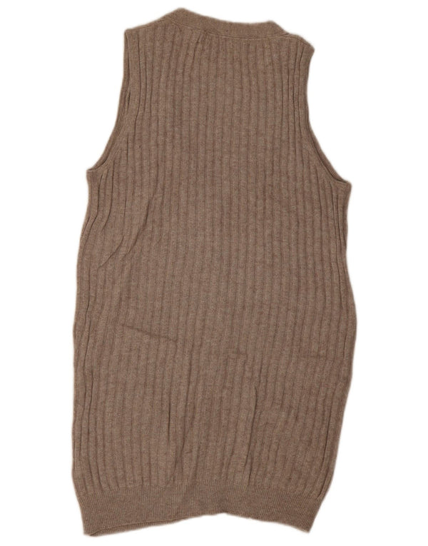 Pulover cardigan fără mâneci pentru femei Zara UK 14 bumbac mediu bej