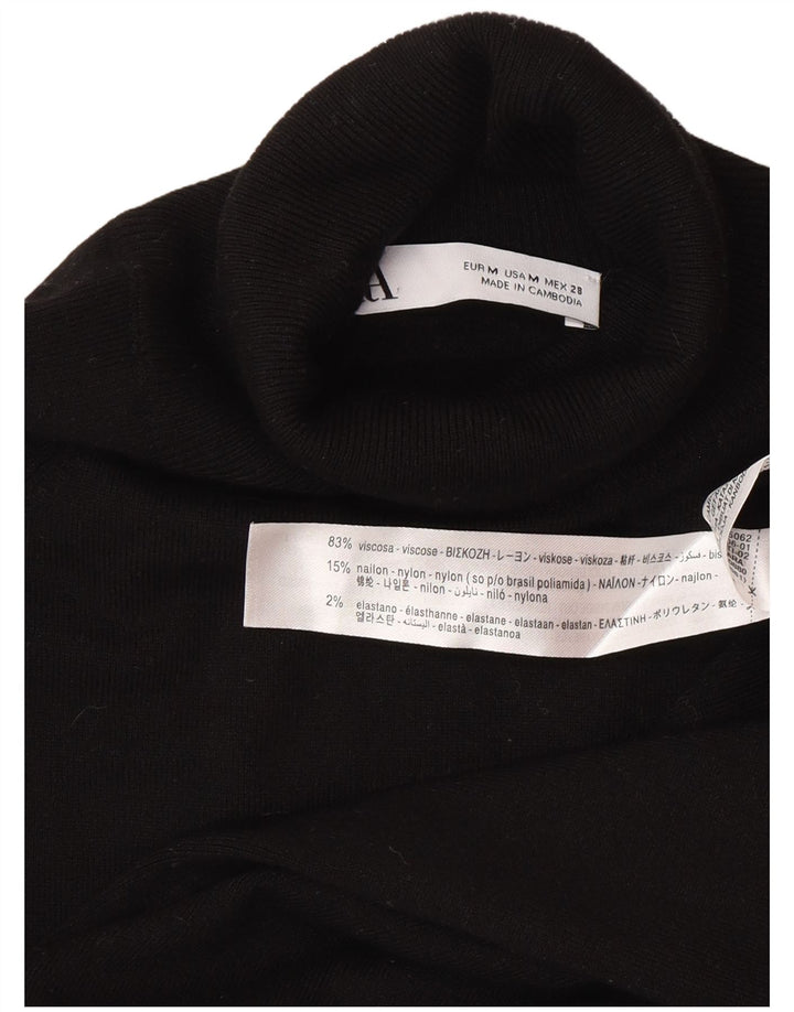 Pulover pentru femei cu mânecă scurtă cu gât rulat Zara UK 12 Medium Negru