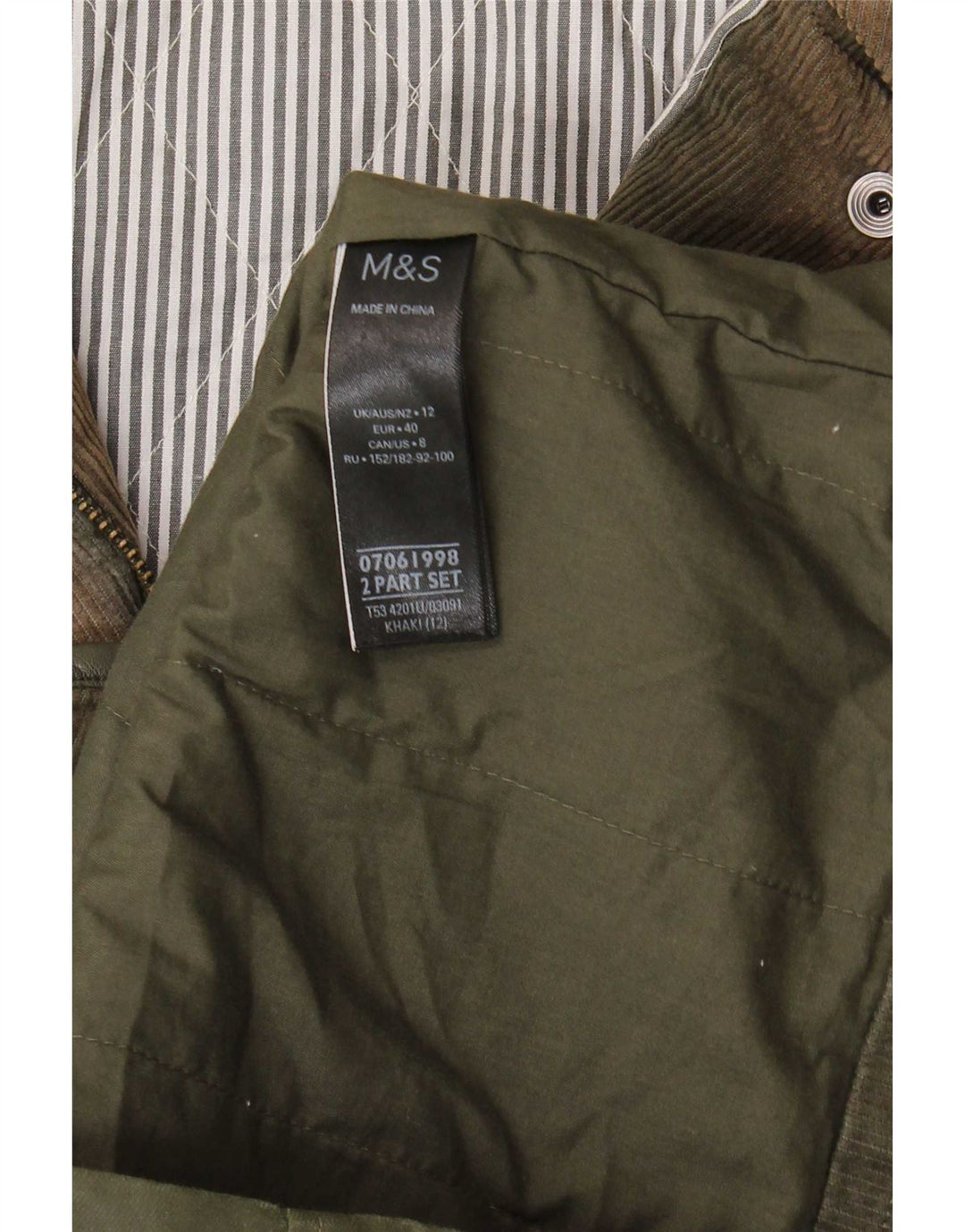 Jachetă pentru femei Marks & Spencer din bumbac cerat cu glugă, UK 12 Medium Khaki