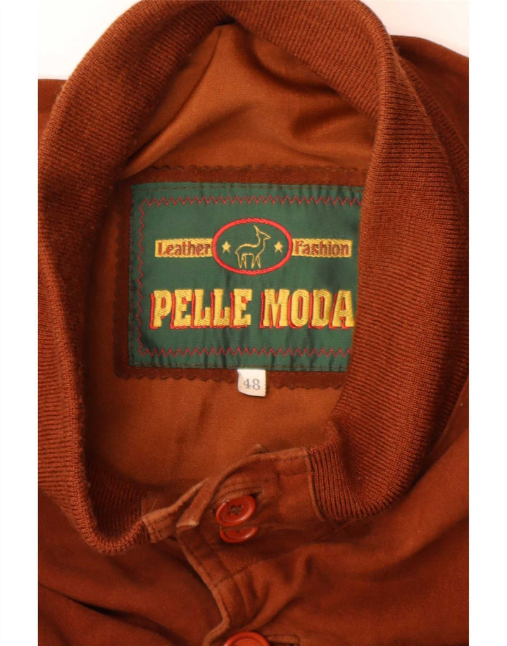 Jachetă bomber din piele intoarsa pentru barbati Pelle Moda IT 48 Maro Mediu