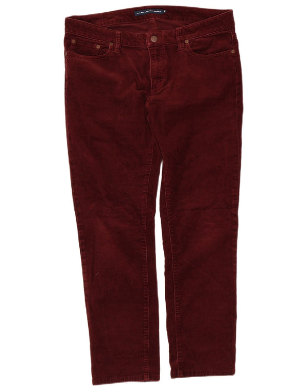 Pantaloni subțiri din catifea pentru femei Ralph Lauren US 12 Large W34 L27 Burgundy