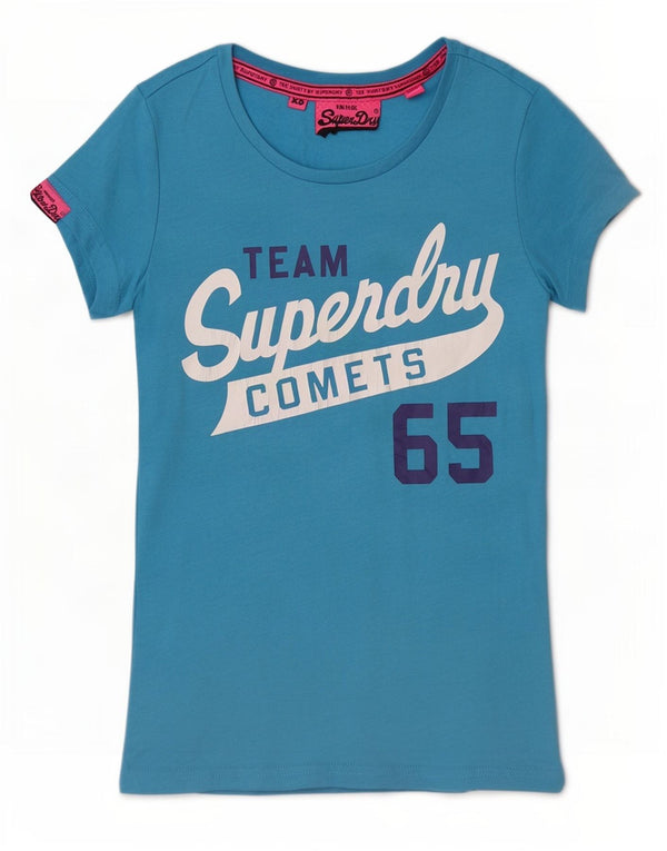 Tricou grafic Superdry pentru femei Top UK 6 XS Blue Cotton