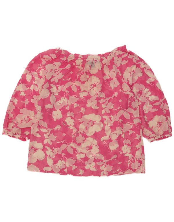 Top bluză cu mâneci 3/4 Chaps pentru femei UK 16, mare, roz, floral