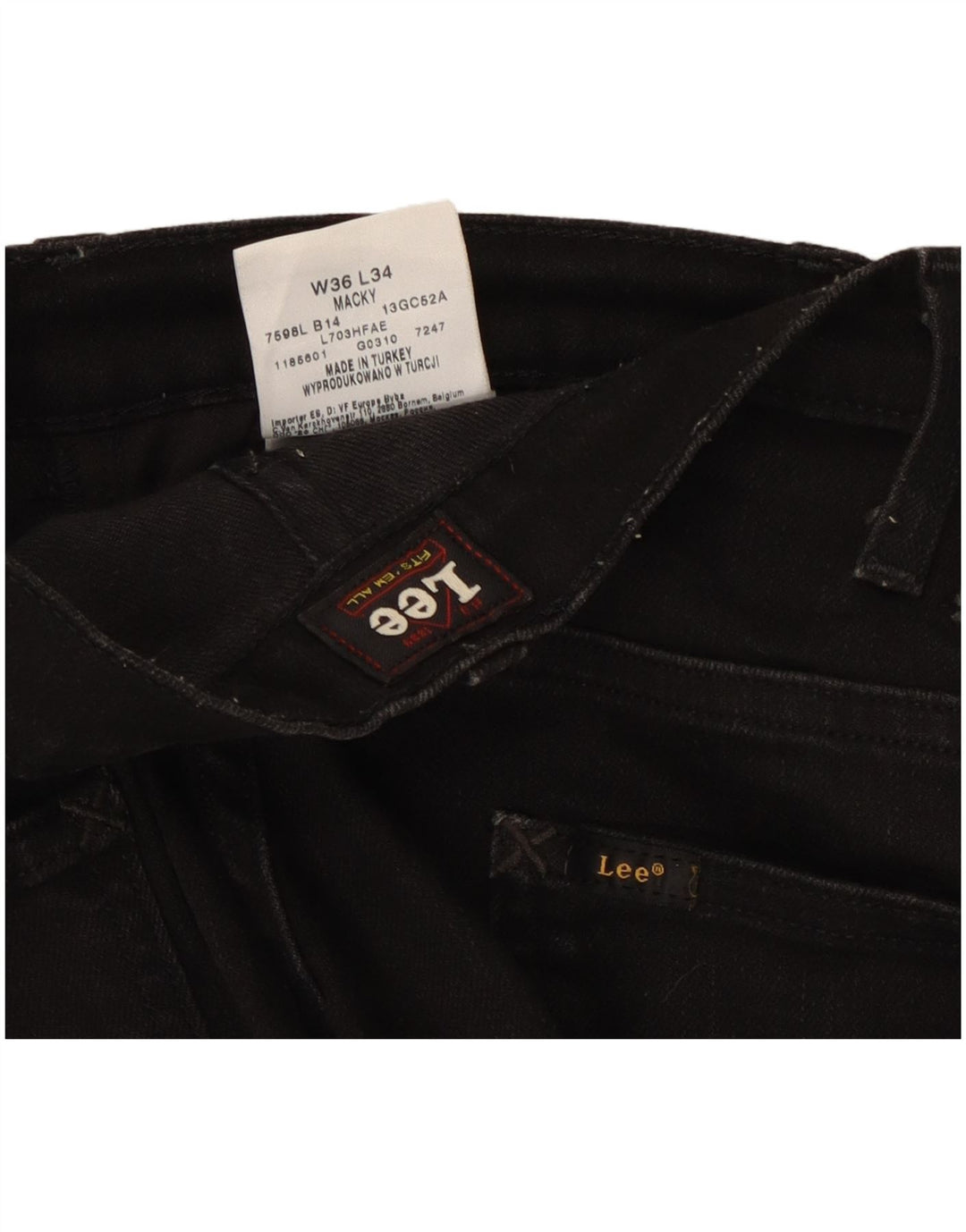 Blugi LEE Macky Straight pentru bărbați W36 L27 bumbac negru