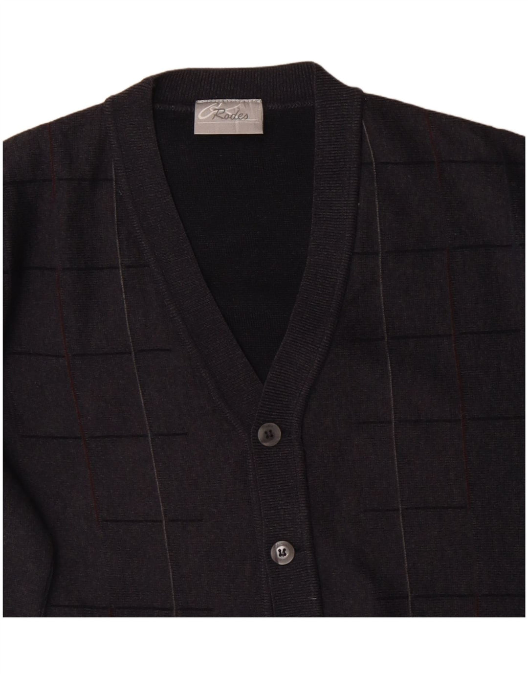 Pulover cardigan pentru bărbați RODES, lână cu carouri, gri mare