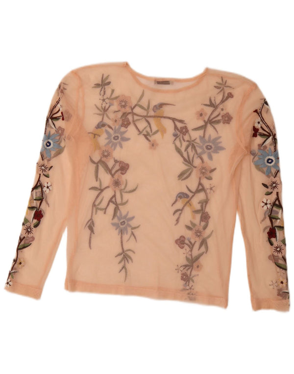 Top cu mânecă lungă pentru femei Zara UK 10 mic, roz, floral