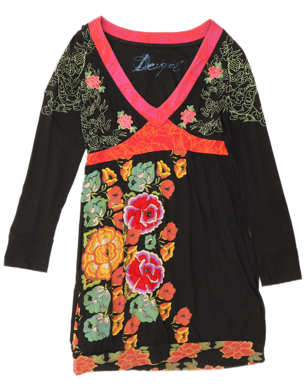 Rochie teacă cu mânecă lungă pentru femei Desigual UK 12 Medium Black Floral