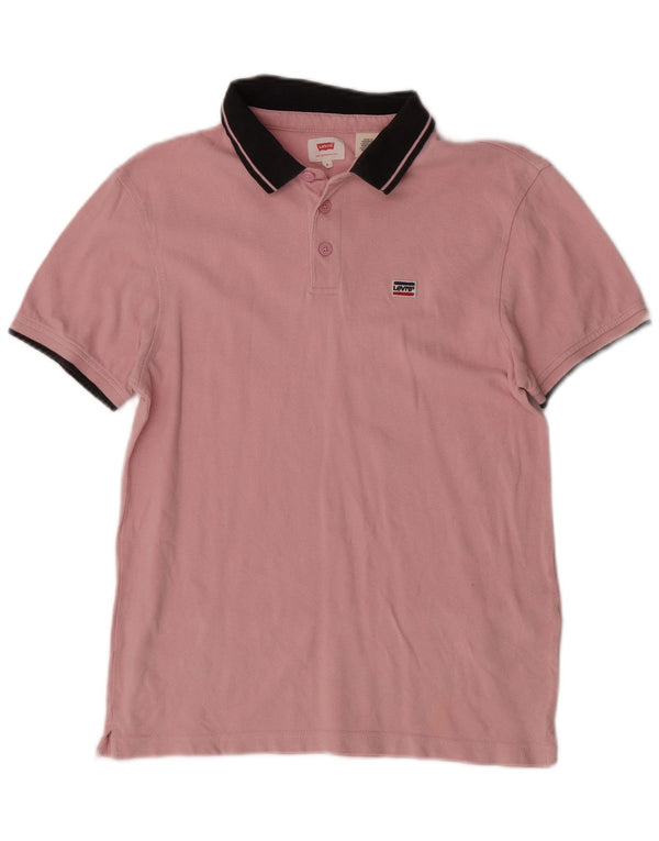 Tricou polo pentru bărbați Levi's mic, roz, bumbac color bloc