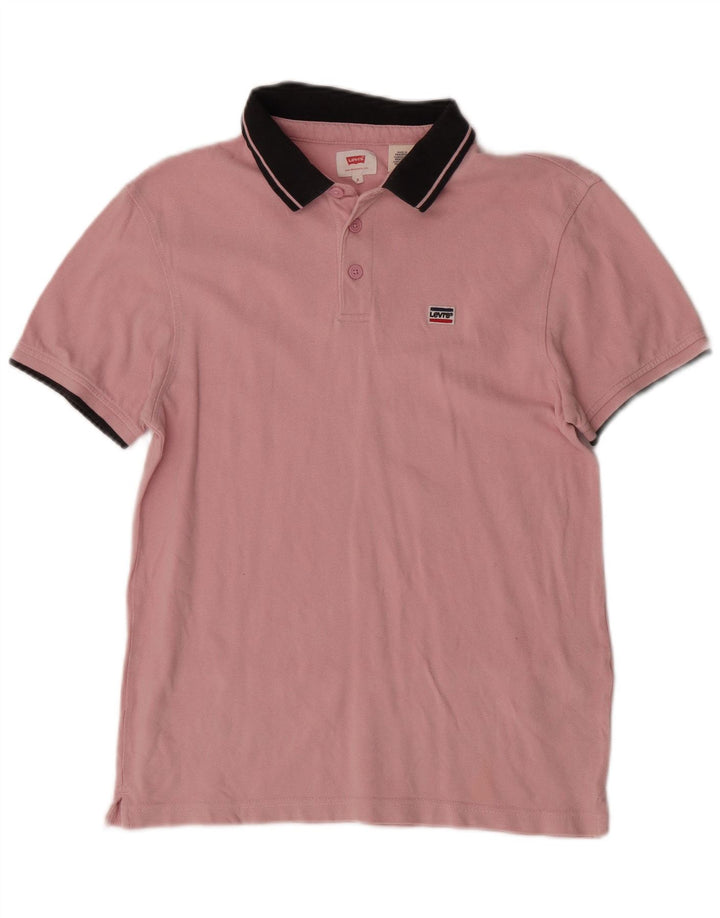 Tricou polo pentru bărbați Levi's mic, roz, bumbac color bloc