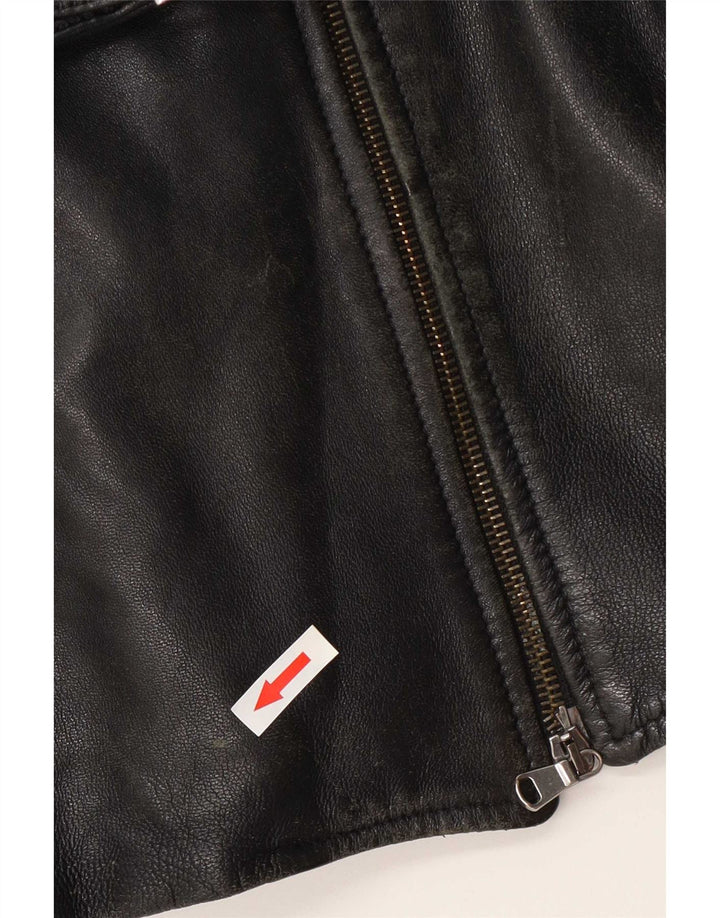 Jachetă de piele vintage pentru femei UK 12 Medium Black