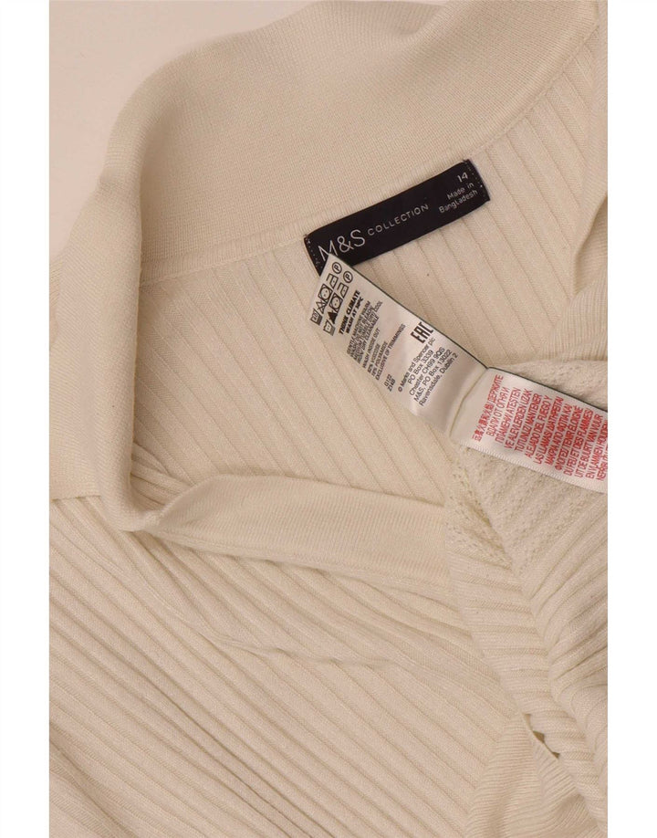 Marks & Spencer Pulover cu gât polo pentru femei UK 14 Medium White Viscose