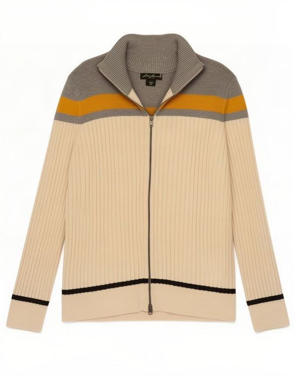 Pulover cardigan pentru femei Eddie Bauer UK 20 2XL bej bumbac color bloc