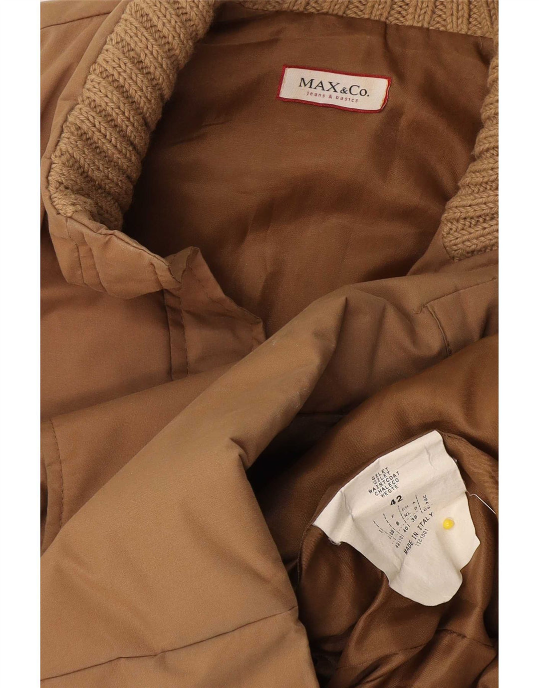 Max & Co. Gilet capitonat supradimensionat pentru femei UK 10 mic, bej, bumbac