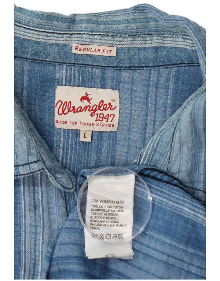 Cămașă de flanel WRANGLER pentru bărbați, cu dungi mari, albastre