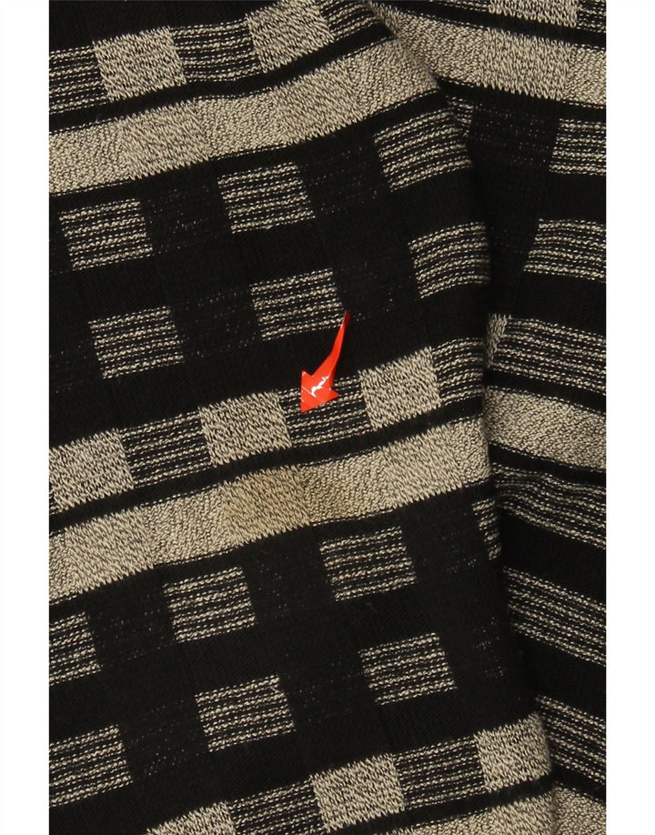 Pulover vintage pentru bărbați cu gât roșu, Marea Britanie 38/40 Medium Negru Geometric