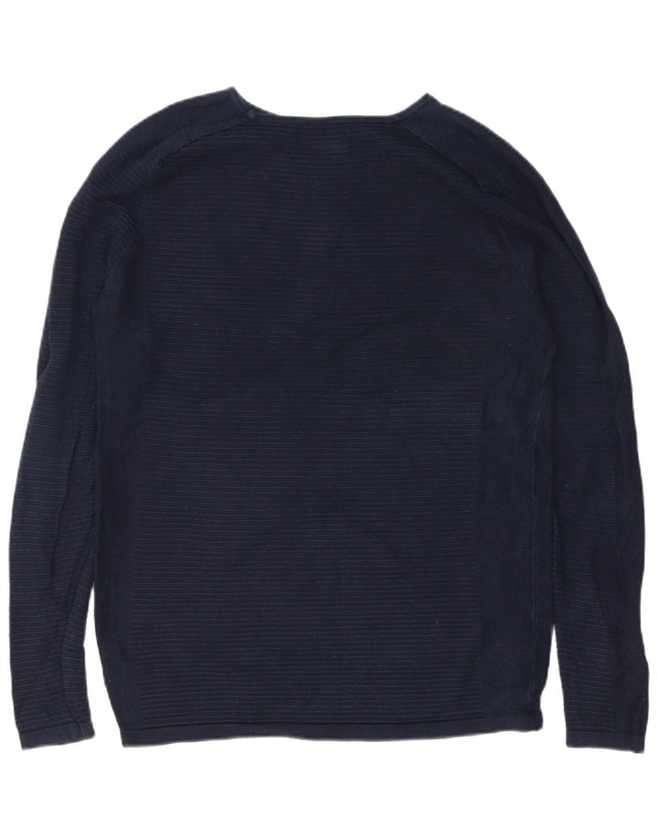 Top pentru bărbați Jack & Jones cu mânecă lungă, mediu bleumarin, bumbac cu dungi