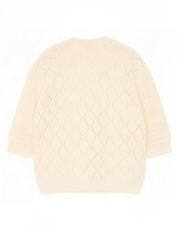 Pulover cardigan Vintage pentru femei See Through UK 14 Medium White Flecked
