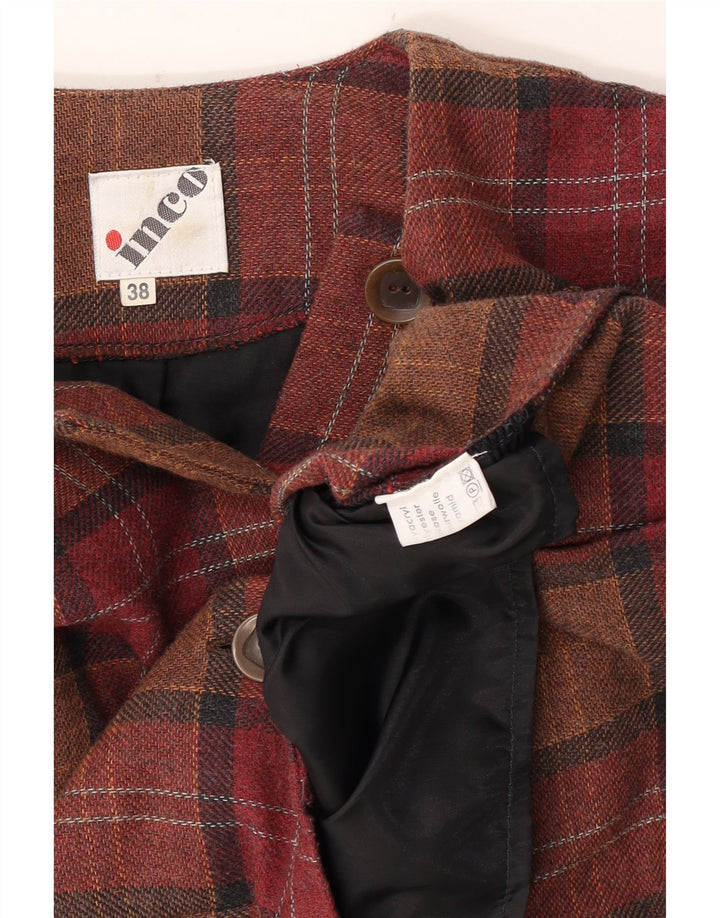 Jachetă vintage pentru femei crop cu 4 nasturi EU 38 Maro Mediu Check