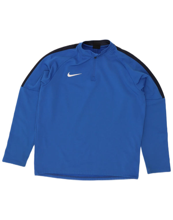Top de trening Nike pentru băieți, cu fermoar și gât, 13-14 ani, XL, albastru, bloc de culoare