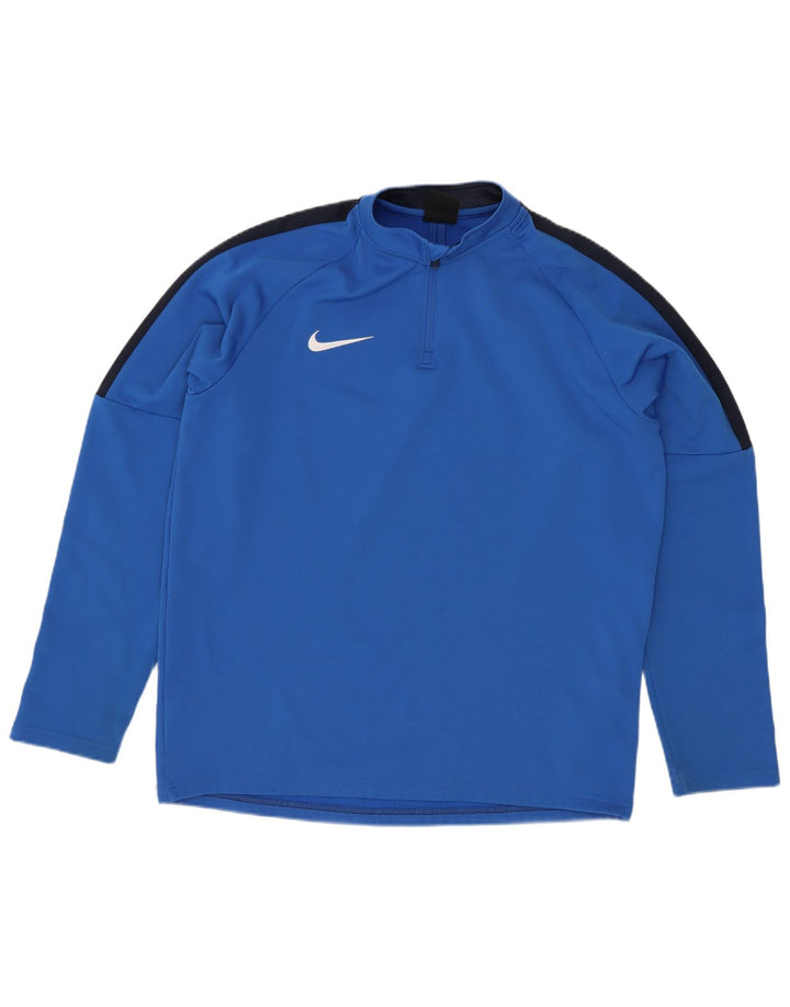 Top de trening Nike pentru băieți, cu fermoar și gât, 13-14 ani, XL, albastru, bloc de culoare