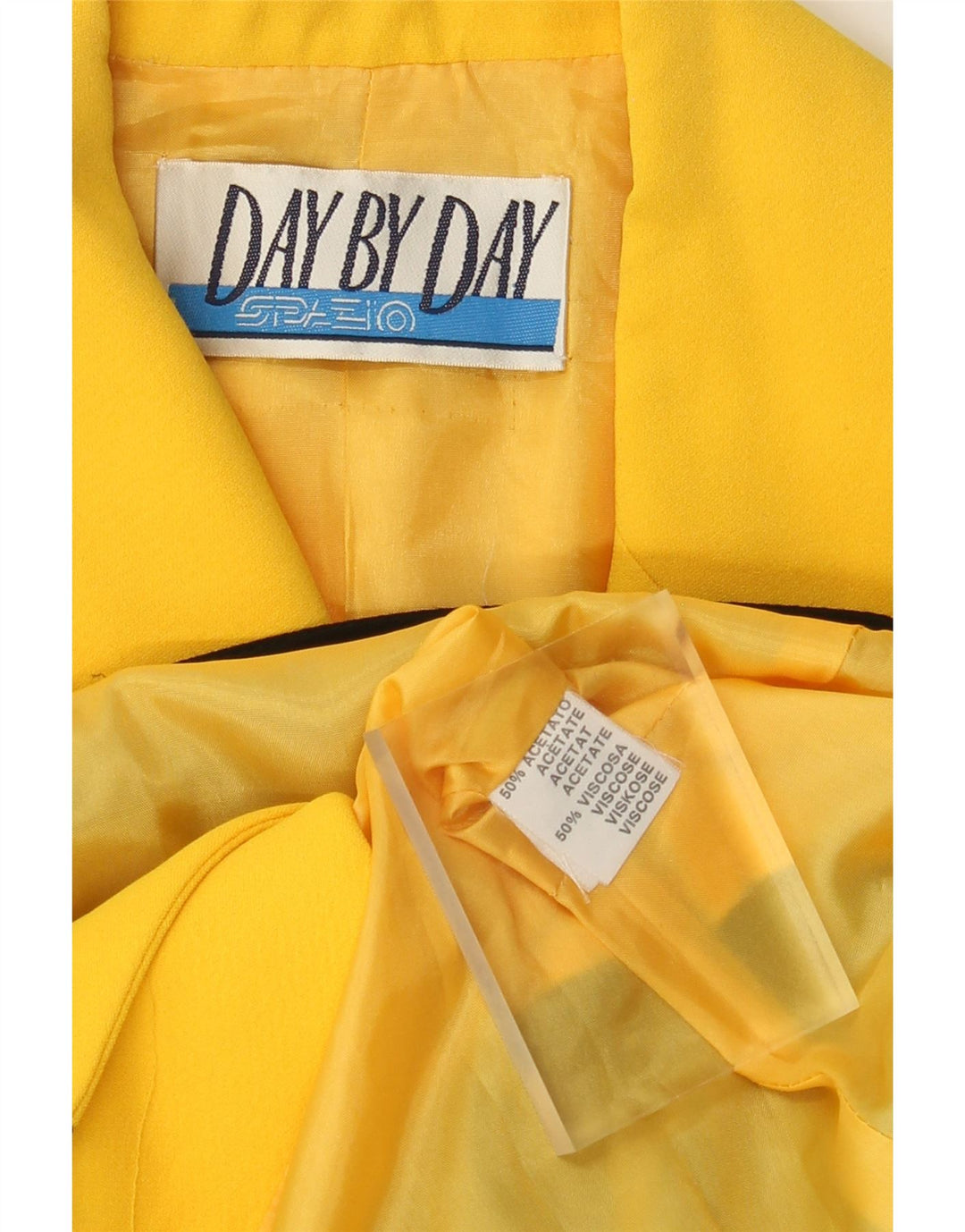 Jachetă vintage pentru femei cu 3 nasturi, UK 14, galben mediu, bloc de culoare