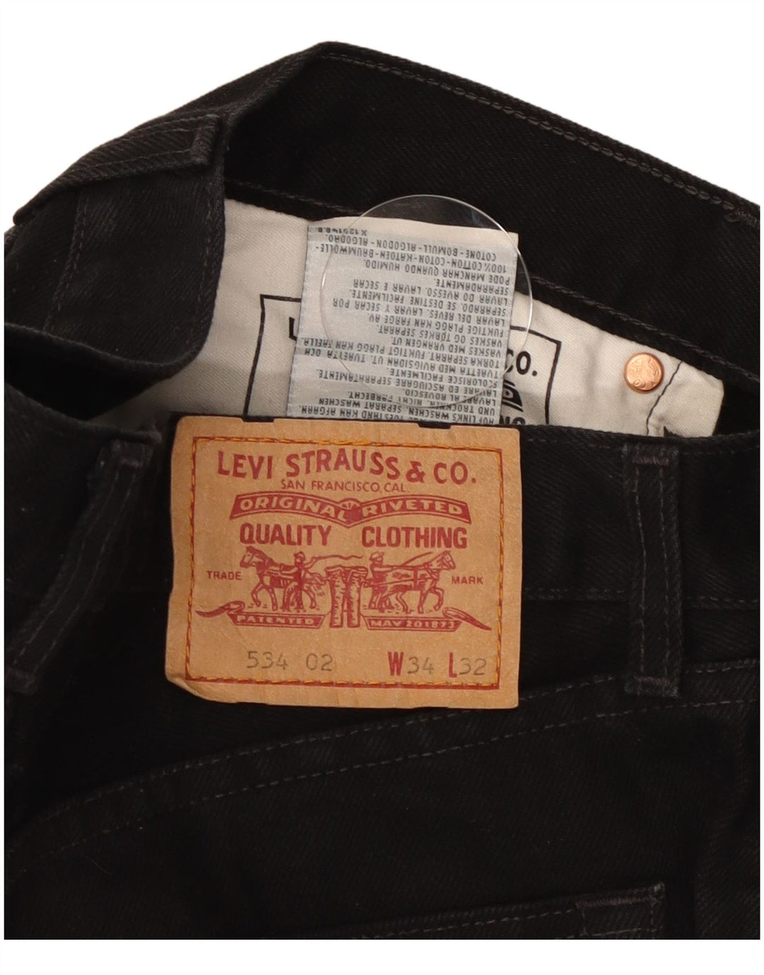 Blugi drepti pentru bărbați Levi's 534 W34 L28 bumbac negru
