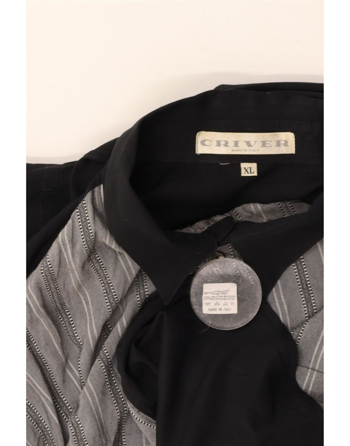 CRIVER Mens Shirt XL Black Striped Viscose