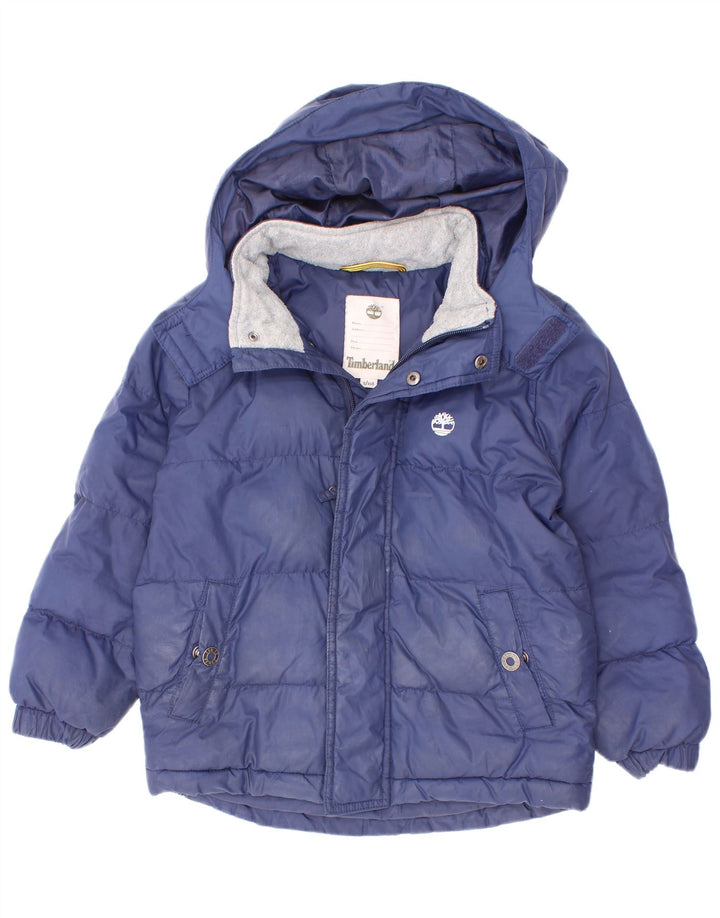 Jachetă căptușită cu glugă Timberland pentru băieți 4-5 ani poliester bleumarin