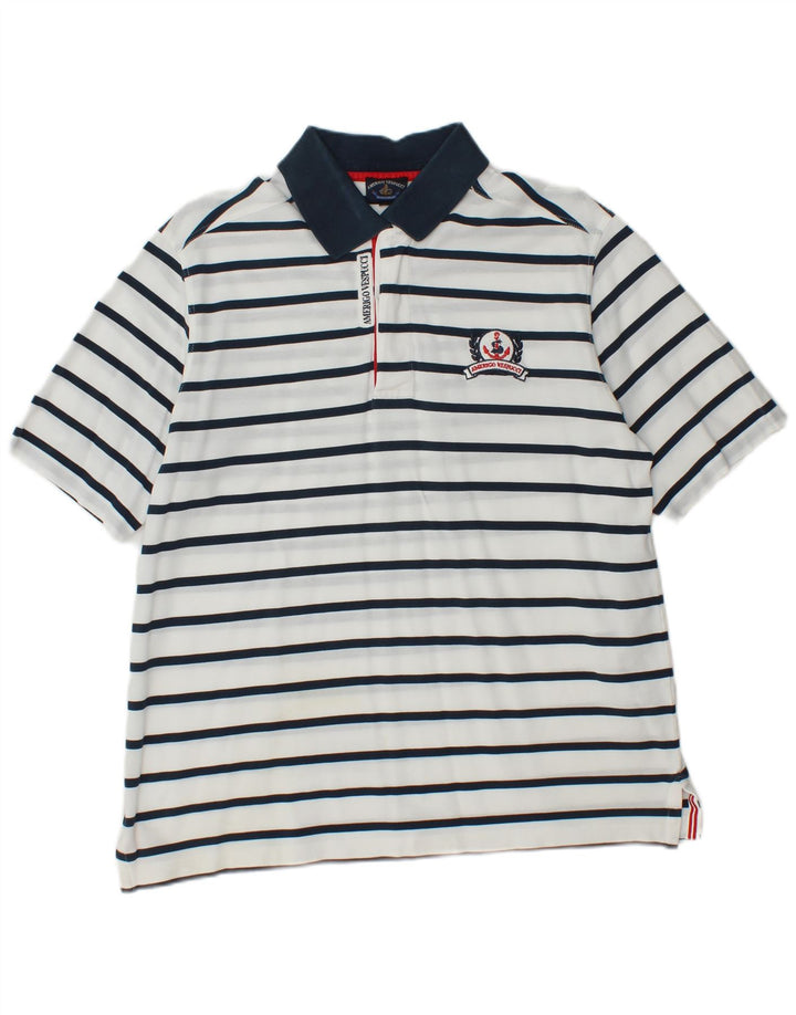 Amerigo Vespucci tricou polo rugby pentru bărbați cu dungi albe mari