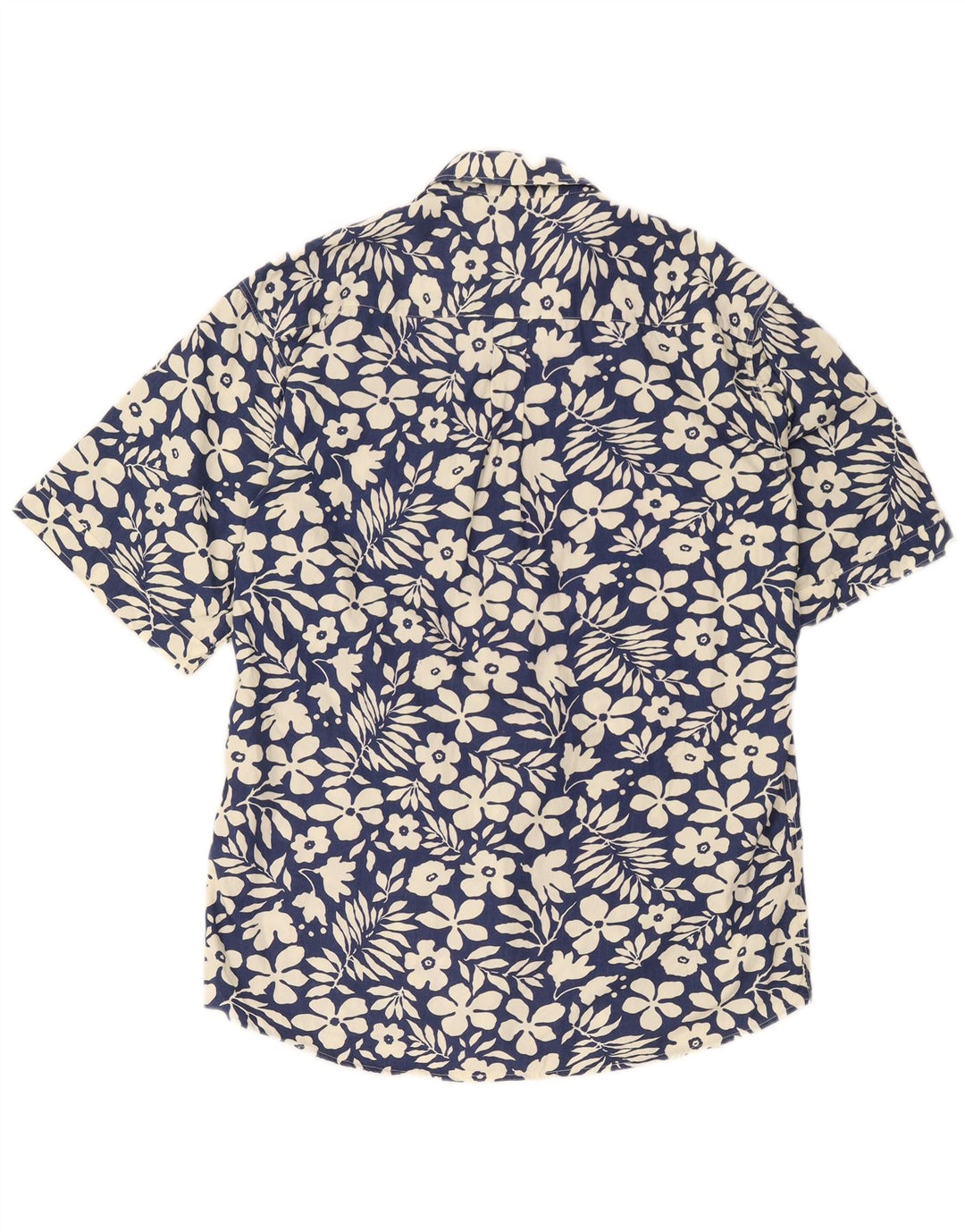 Cămașă vintage pentru bărbați cu mânecă scurtă, albastru marin mediu, floral