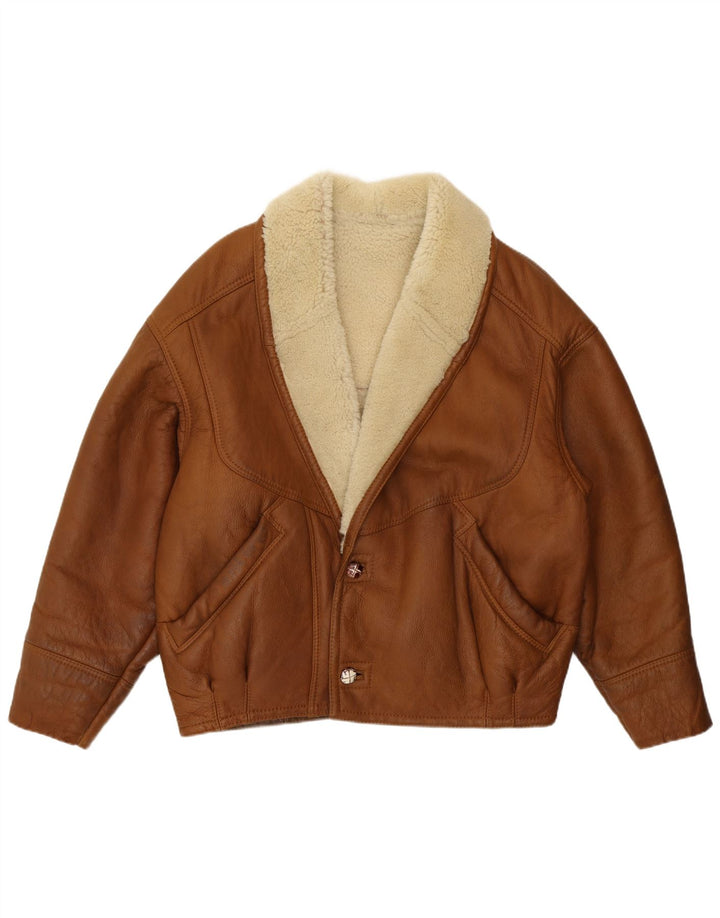 Jachetă vintage pentru bărbați din shearling, UK 38, maro mediu