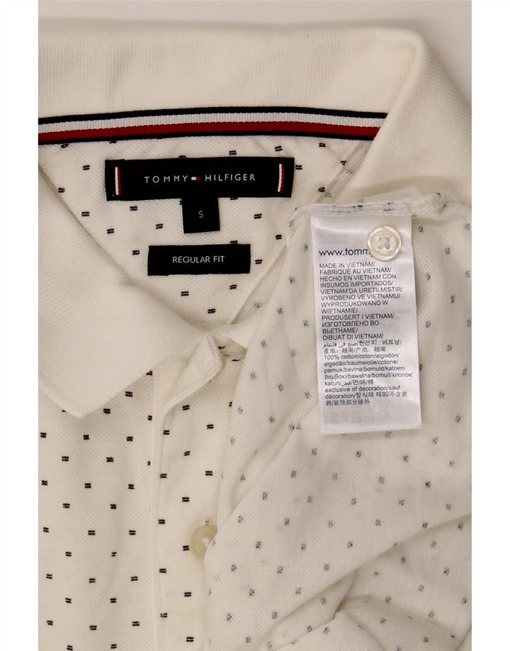 TOMMY HILFIGER Mens Regular Fit Polo Shirt Small White Spotted Cotton Vintage Tommy Hilfiger and Second-Hand Tommy Hilfiger from Messina Hembry 
