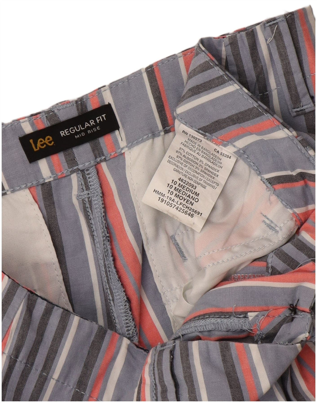 Pantaloni scurți casual Lee pentru femei cu talie medie US 10 Large W34 cu dungi multicolore