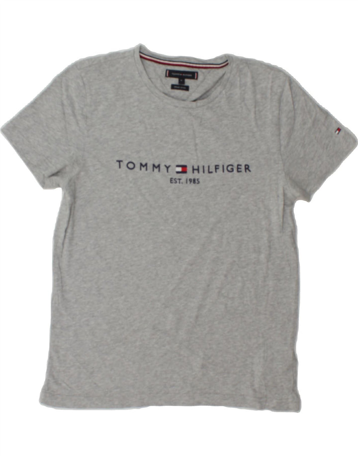 TOMMY HILFIGER Mens Graphic T-Shirt Top Medium Grey Cotton Vintage Tommy Hilfiger and Second-Hand Tommy Hilfiger from Messina Hembry 