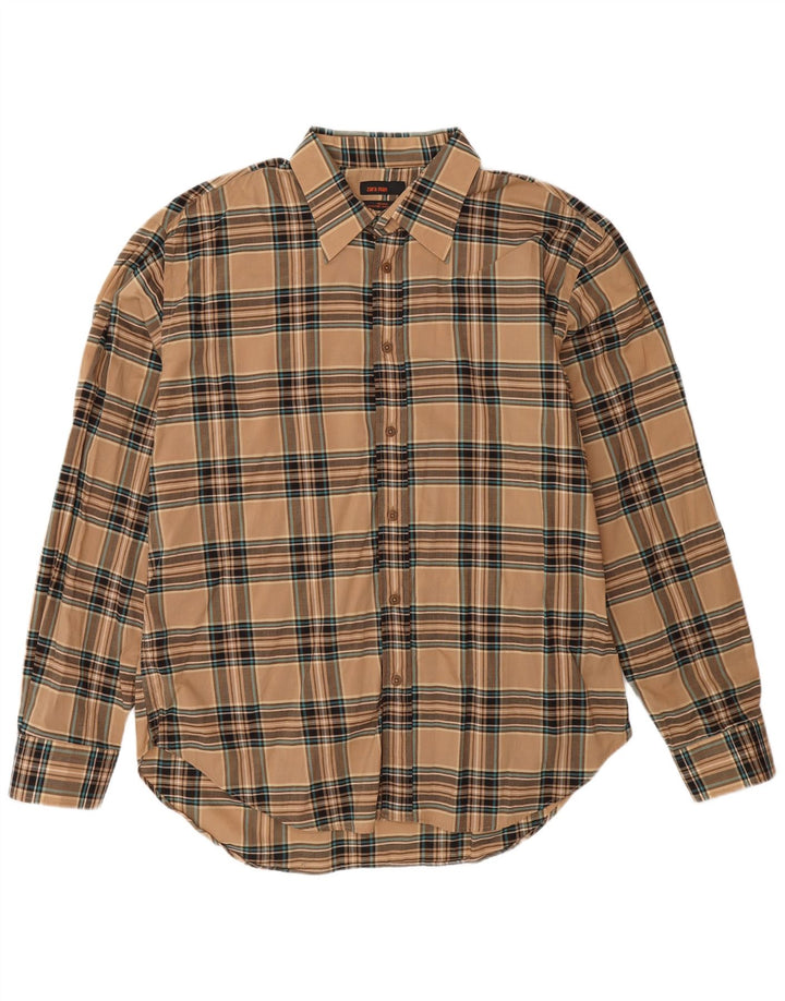 Cămașă pentru bărbați Zara 2XL, bej, bumbac carouri