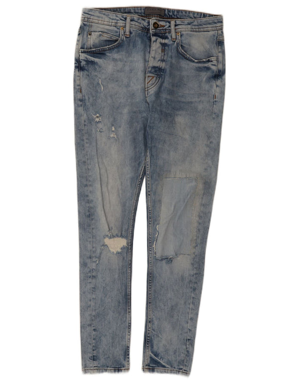 Blugi skinny distressed pentru bărbați Zara EU 38 Mici L30 L27 Albastru