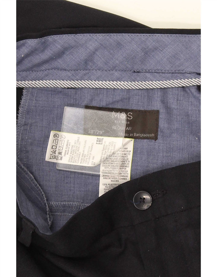 Pantaloni chino obișnuiți pentru bărbați Marks & Spencer L38 L29 Poliester bleumarin