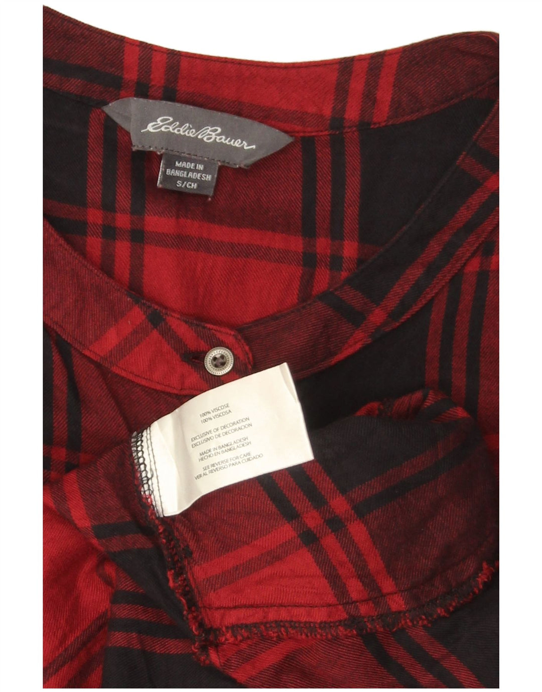 Cămașă pulover supradimensionată pentru femei Eddie Bauer UK 10, carouri roșii mici