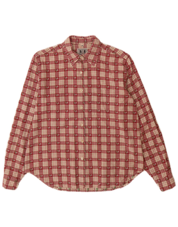 Cămașă de flanel vintage pentru femei UK 18 XL, bumbac cu carouri roșii