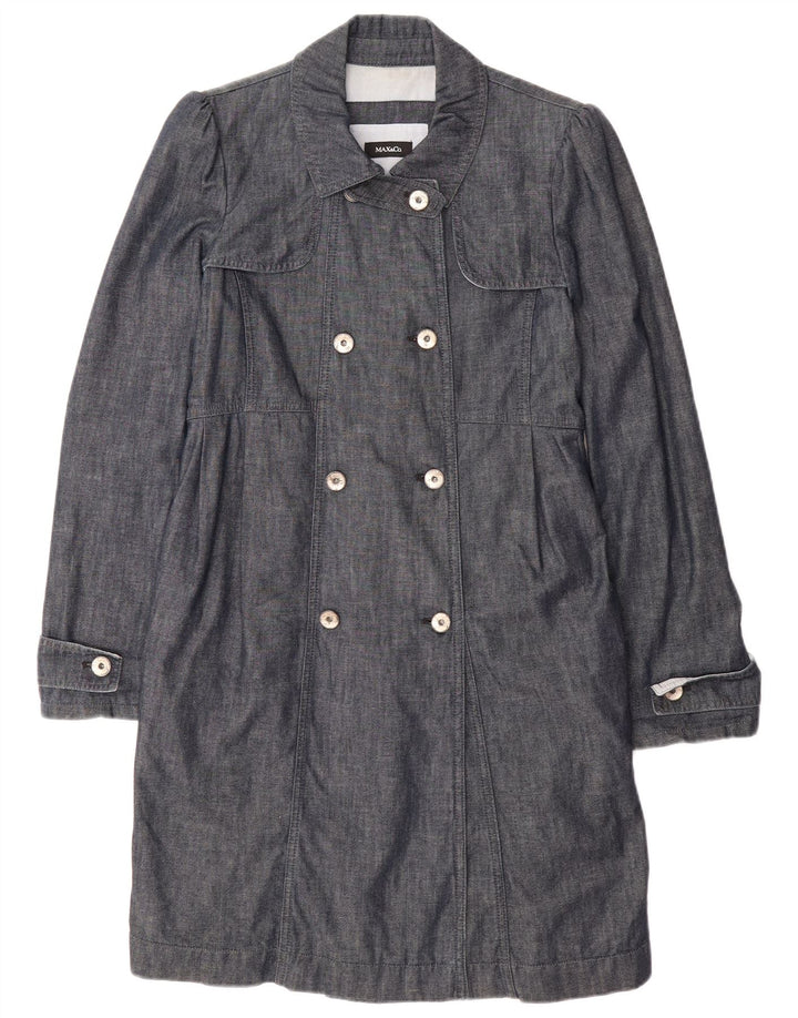 MAX & CO. Womens Denim Double Breasted Coat IT 42 Medium Blue Cotton
