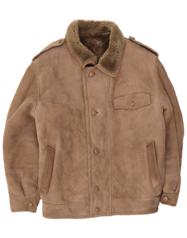 Jachetă militară din shearling vintage pentru bărbați IT 52 XL bej