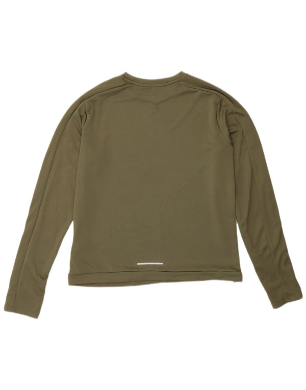 Top pentru femei Nike Dri Fit cu mânecă lungă UK 14 Medium Kaki Poliester
